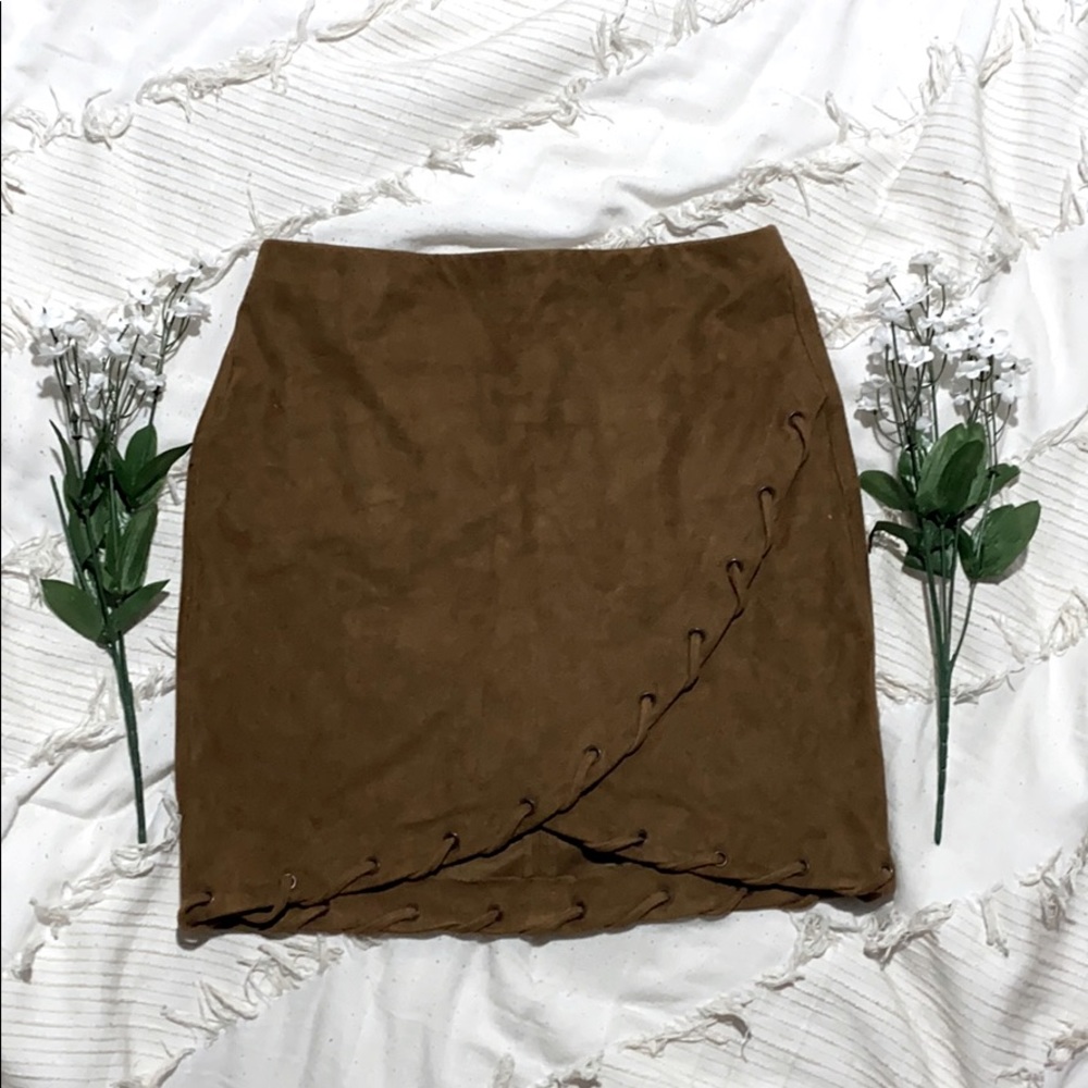Suede mini skirt